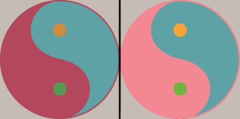 Afbeelding met voorbeeld harmonische en niet harmonische kleuren