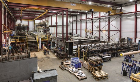 Een overzicht van een van de productiehallen van technoplating