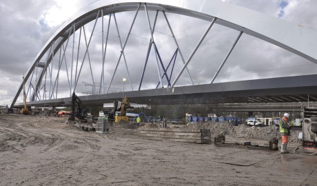 Spoorburg A1 Muiderberg in aanbouw